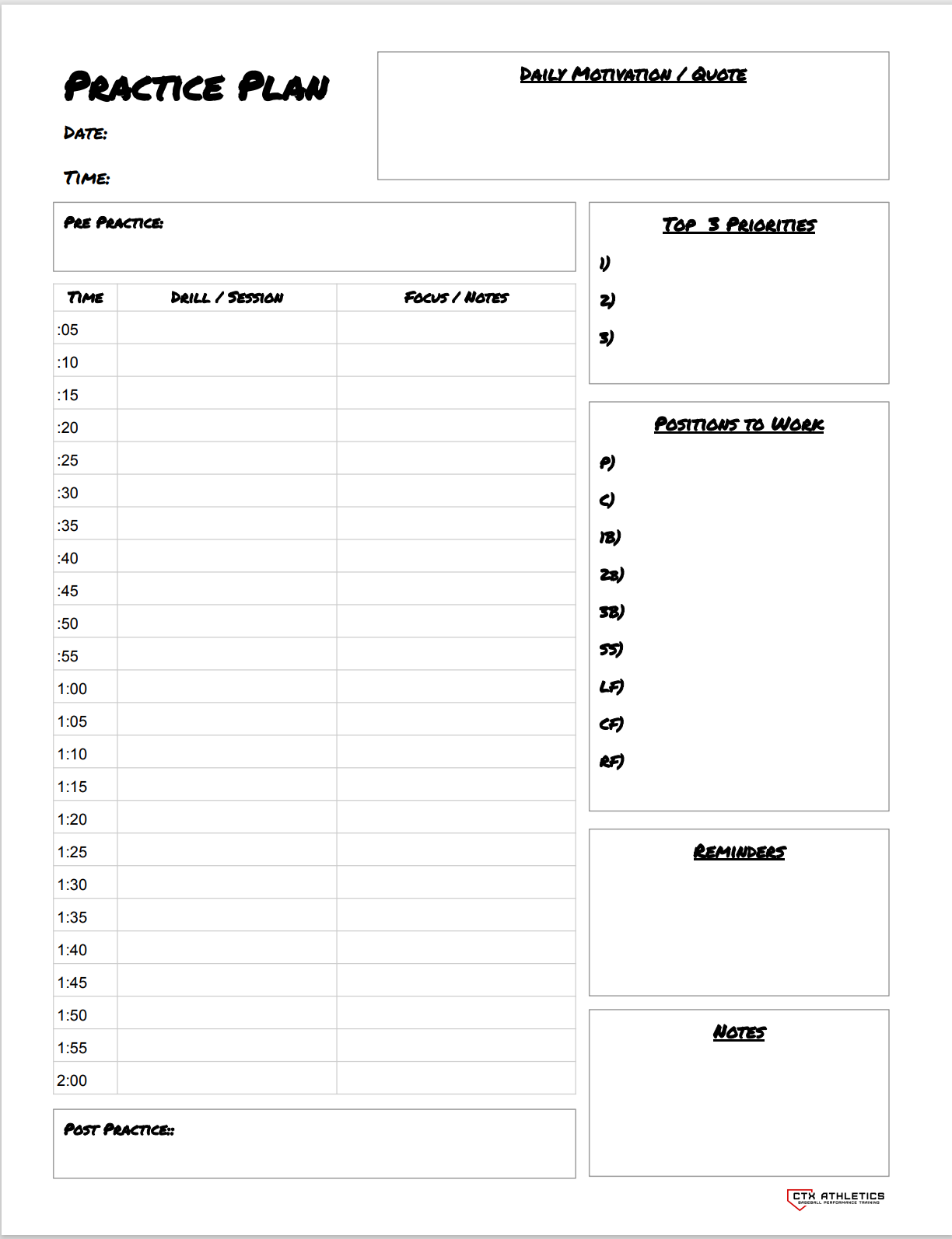 Practice Planning Template