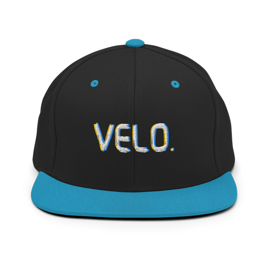 Velo. Flat Bill Snapback Hat
